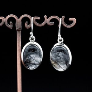 Shop Tourmalinated Quartz Earrings! Sterling Silver Tourmalated Quartz Earrings | Natural genuine Tourmalinated Quartz earrings. Buy crystal jewelry, handmade handcrafted artisan jewelry for women.  Unique handmade gift ideas. #jewelry #beadedearrings #beadedjewelry #gift #shopping #handmadejewelry #fashion #style #product #earrings #affiliate #ad
