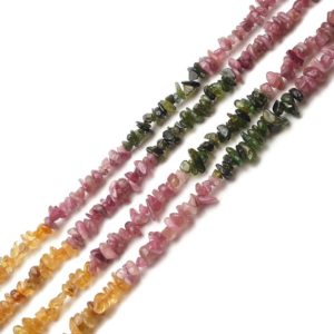 Shop Tourmaline Chip & Nugget Beads! Watermelon Multi Tourmaline Irregular Pebble Nugget Chips Beads 6-7mm 15" Strand | Natural genuine chip Tourmaline beads for beading and jewelry making.  #jewelry #beads #beadedjewelry #diyjewelry #jewelrymaking #beadstore #beading #affiliate #ad