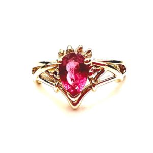 Shop Tourmaline Rings! Rubellite Tourmaline Ring Solid 14k Gold , October Birthstone , Vintage | Natural genuine Tourmaline rings, simple unique handcrafted gemstone rings. #rings #jewelry #shopping #gift #handmade #fashion #style #affiliate #ad