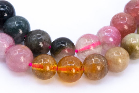 77 / 38 Pcs - 5mm Multicolor Tourmaline Beads Grade A+ Genuine Natural Round Gemstone Loose Beads (116570)