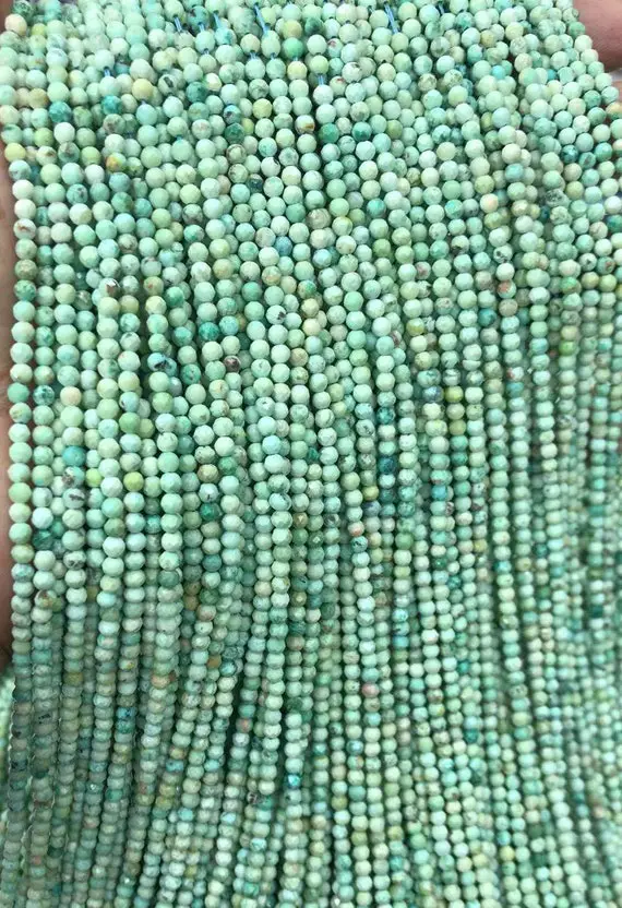 4mm Genuine Peruvian Turquoise Green Gemstone Grade Aaa Micro Faceted Round 15.5 Inch Full Strand Loose Beads (80007893-a192)