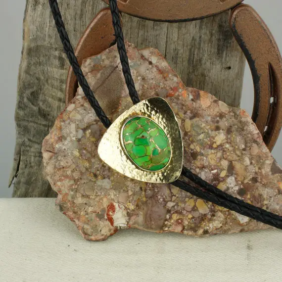 Mohave Green Turquoise Bolo Tie For Men And Women