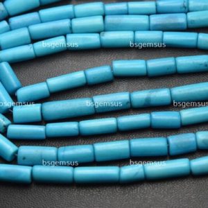 Shop Turquoise Bead Shapes! Full 14 Inches Strand,Rare Blue Turquoise Smooth Tube Beads,Size 10-13mm | Natural genuine other-shape Turquoise beads for beading and jewelry making.  #jewelry #beads #beadedjewelry #diyjewelry #jewelrymaking #beadstore #beading #affiliate #ad