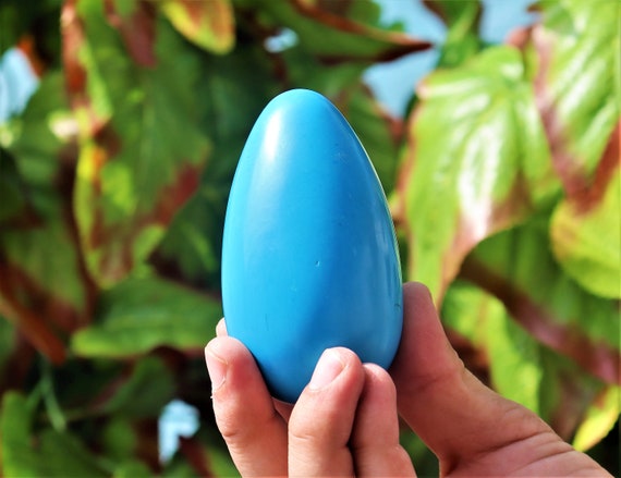 85mm A++ Large Dyed Blue Turquoise Crystals Gemstone Metaphysical Power Egg