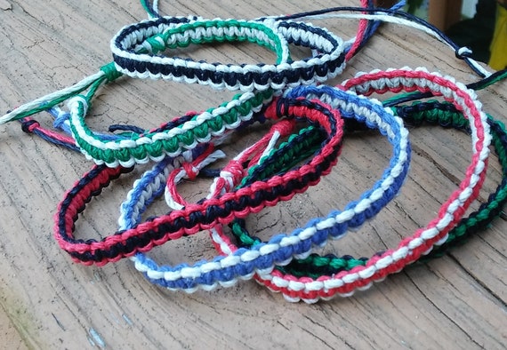 Two-tone Hemp Bracelet, Adjustable Macrame Jewelry