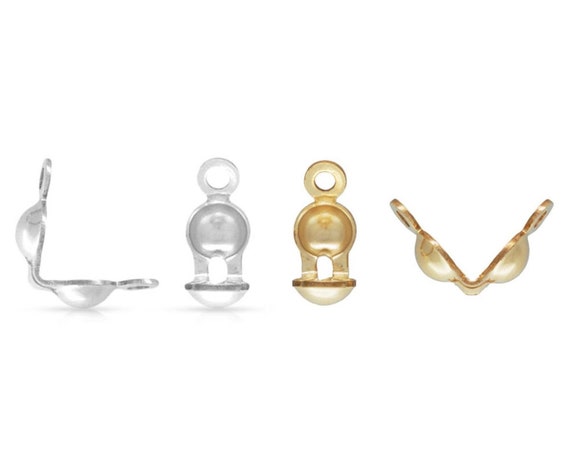 Pick 10pcs/20pcs 925 Sterling Silver Clamshell Calotte Bead Tip End Cap Knot Cover 2 Rings 4mm Cup Silver/gold  For Diy Craft Jewelry Making