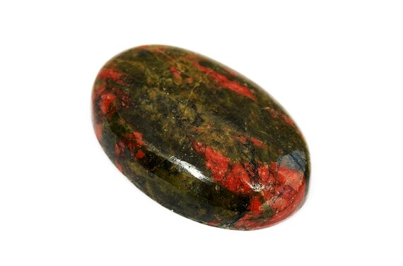 Unakite Cabochon Stone (28mm X 19mm X 7mm) - Natural Oval Gemstone - Loose Unakite Gem
