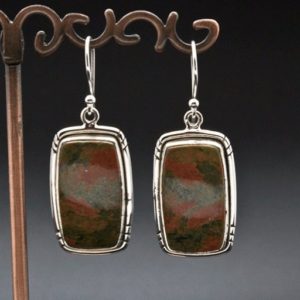 Shop Unakite Earrings! Sterling Silver Unakite Earrings | Natural genuine Unakite earrings. Buy crystal jewelry, handmade handcrafted artisan jewelry for women.  Unique handmade gift ideas. #jewelry #beadedearrings #beadedjewelry #gift #shopping #handmadejewelry #fashion #style #product #earrings #affiliate #ad