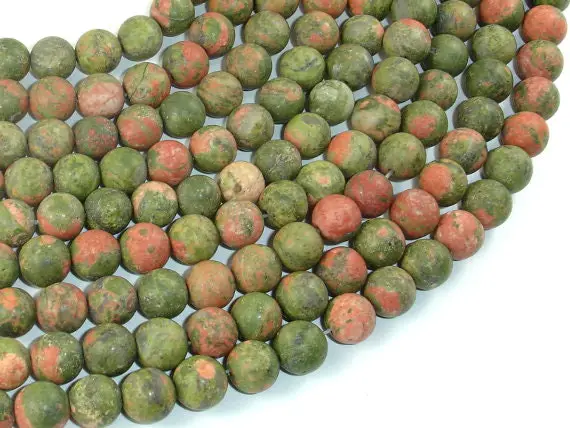 Matte Unakite Beads, 8mm (8.5mm) Round Beads, 15 Inch, Full Strand, Approx 48 Beads, Hole 1mm, A Quality (429054009)
