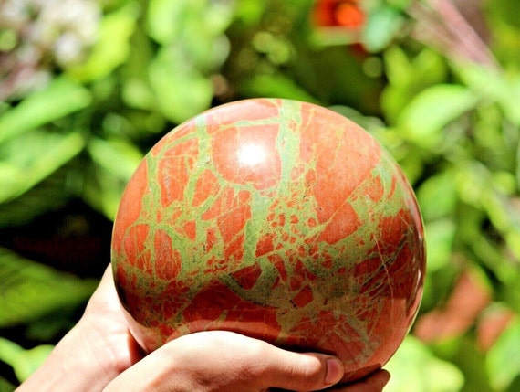Large 17cm Red And Green Unakite Crystal Sphere Minerals Healing Metaphysical Sphere Ball Christmas Gift