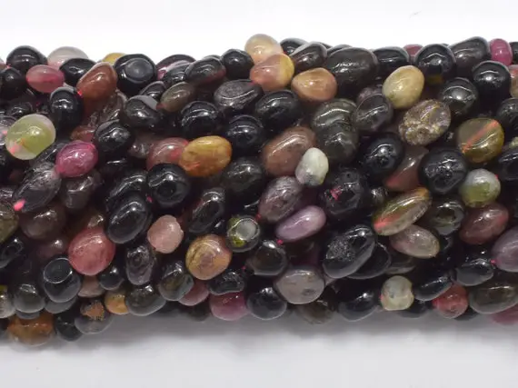 Watermelon Tourmaline, 6x8mm Nugget Beads, 15.5 Inch, Full Strand, Approx. 50-55 Beads, Hole 1mm (427047002)