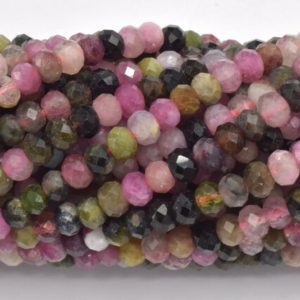 Shop Watermelon Tourmaline Beads! Watermelon Tourmaline Beads, 2.8x4mm, Micro Faceted Rondelle Beads, 15 Inch, Full strand, Approx. 130 beads, Hole 0.5mm (427024004) | Natural genuine faceted Watermelon Tourmaline beads for beading and jewelry making.  #jewelry #beads #beadedjewelry #diyjewelry #jewelrymaking #beadstore #beading #affiliate #ad