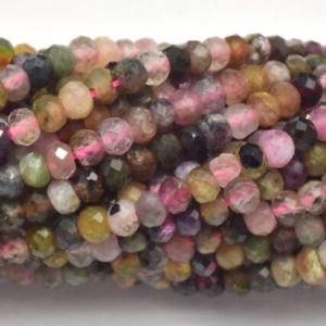 Watermelon Tourmaline Beads, 2x3mm, Micro Faceted Rondelle Beads, 15.5 Inch, Full strand, Approx. 180 beads, Hole 0.5mm (427024005) | Natural genuine faceted Watermelon Tourmaline beads for beading and jewelry making.  #jewelry #beads #beadedjewelry #diyjewelry #jewelrymaking #beadstore #beading #affiliate #ad