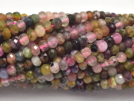 Watermelon Tourmaline Beads, 2x3mm, Micro Faceted Rondelle Beads, 15.5 Inch, Full Strand, Approx. 180 Beads, Hole 0.5mm (427024005)