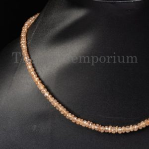 Brown Zircon Briolette Beads Necklace, Zircon Faceted Rondelle Necklace, 4-5.5mm Brown Zircon Beaded Jewelry, Gemstone Necklace | Natural genuine other-shape Zircon beads for beading and jewelry making.  #jewelry #beads #beadedjewelry #diyjewelry #jewelrymaking #beadstore #beading #affiliate #ad