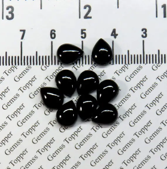 Black Tourmaline 7x9 Mm, 7x10 Mm, 8x10 Mm, 8x12 Mm, 9x12 Mm Pear Cabochon- Aaa Quality For Jewelry Making