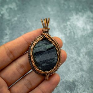 Black Tourmaline Pendant Rough Gemstone Pendant Copper Wire Wrapped Pendant Jewelry Handmade Jewelry Tourmaline Jewelry Gift For Her Mother | Natural genuine Array jewelry. Buy crystal jewelry, handmade handcrafted artisan jewelry for women.  Unique handmade gift ideas. #jewelry #beadedjewelry #beadedjewelry #gift #shopping #handmadejewelry #fashion #style #product #jewelry #affiliate #ad