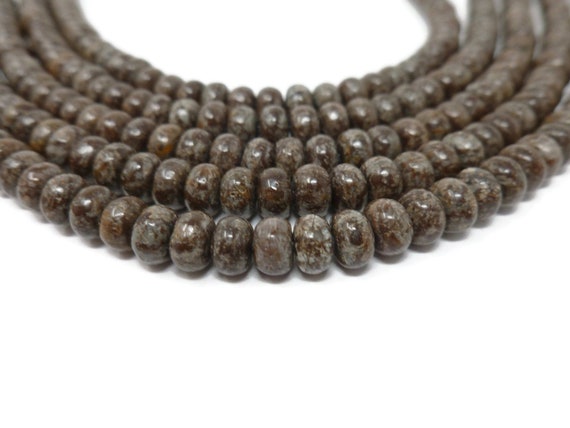 Brown Snowflake Obsidian Rondelle Bead - 6mm X 4mm - Full Strand - 96 Beads - Dark Brown And White Spotted Natural Stone Abacus
