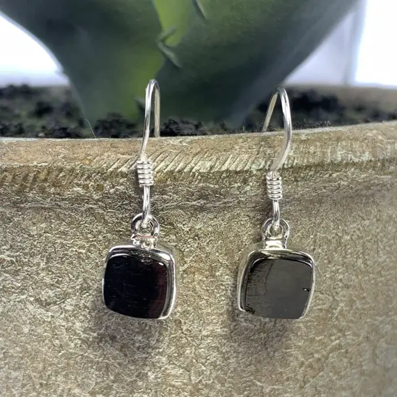 Elite Shungite Earrings - Elite Shungite - Square Drops - Jewellery - Silver Studs - Jewelry - Gift For Her - Unique Gift - Gift
