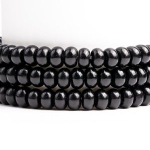 Shop Obsidian Rondelle Beads! Natural Black Obsidian Gemstone Grade A Rondelle 6x4mm 8x5mm Loose Beads | Natural genuine rondelle Obsidian beads for beading and jewelry making.  #jewelry #beads #beadedjewelry #diyjewelry #jewelrymaking #beadstore #beading #affiliate #ad