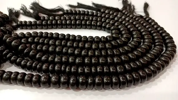 Natural Gemstone Black Obsidian Rondelle Plain Smooth Beads Sold Per Strand 8 Inches Long Great Quality Beads Choose The Size