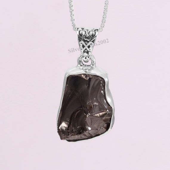 Noble Shungite Necklace-shungite Pendant-silver Shungite Jewelry-19 Inch Adjustable Chain