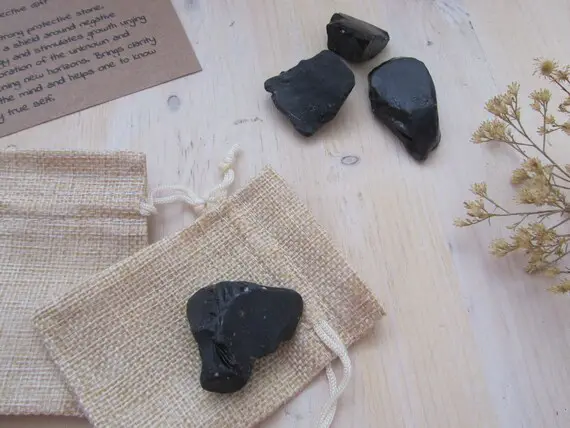 Obsidian, Raw Obsidian Stone, Protective Stone, Palm Stone, Spiritual Gift, Raw Pocket Stone, Chakra, Zen Gift Set, Black, Healing Stone