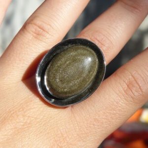 obsidian ring, protection crystal ring for women, step mom Christmas gifts for Mom from daughter, recycled spoon ring with colored stone | Natural genuine Array rings, simple unique handcrafted gemstone rings. #rings #jewelry #shopping #gift #handmade #fashion #style #affiliate #ad