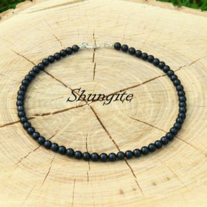 Shop Shungite Jewelry! Shungite Necklace, EMF Protection, Natural Shungite, Choker, Shungite Choker, Beaded Necklace,Minimalist, 35-90cm, 14-35 inch, 4-6-8-10mm | Natural genuine Shungite jewelry. Buy crystal jewelry, handmade handcrafted artisan jewelry for women.  Unique handmade gift ideas. #jewelry #beadedjewelry #beadedjewelry #gift #shopping #handmadejewelry #fashion #style #product #jewelry #affiliate #ad