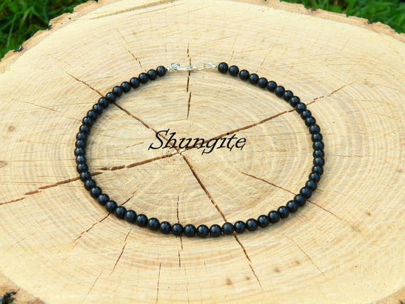 Shungite Necklace, Emf Protection, Natural Shungite, Choker, Shungite Choker, Beaded Necklace, Minimalist, 35-180cm, 14-71 Inch, 4-6-8-10mm