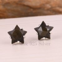 Stud Sheen Obsidian Earrings – 925 Silver Gemstone Earrings – Simple Stud Earrings – Dainty Stud Earrings – Star Earrings Jewelry For Her. | Natural genuine Gemstone jewelry. Buy crystal jewelry, handmade handcrafted artisan jewelry for women.  Unique handmade gift ideas. #jewelry #beadedjewelry #beadedjewelry #gift #shopping #handmadejewelry #fashion #style #product #jewelry #affiliate #ad