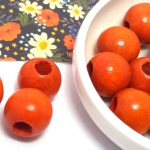 Shop Beads With Large Holes! 10 Wooden Macrame Beads – Orange Wood Beads – Vintage Wood Bead – Beads with Large Hole – Large Wood Beads – Macrame Beads – 17mm | Shop jewelry making and beading supplies, tools & findings for DIY jewelry making and crafts. #jewelrymaking #diyjewelry #jewelrycrafts #jewelrysupplies #beading #affiliate #ad
