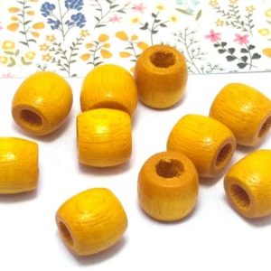 Shop Beads With Large Holes! 10 Yellow Wood Beads  – Macrame Beads – Vintage Wood Beads – Wooden Tube Beads – Beads with Large Hole  – Big Hole – 11mm | Shop jewelry making and beading supplies, tools & findings for DIY jewelry making and crafts. #jewelrymaking #diyjewelry #jewelrycrafts #jewelrysupplies #beading #affiliate #ad