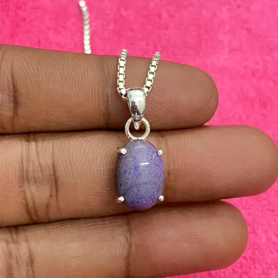Unique Pattern Genuine Sugilite Pendant - Deep Purple Wow - Handmade With Solid Sterling Silver - Spiritual Healing Crystal Necklace