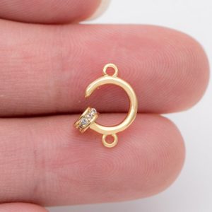 Shop Jewelry Connectors! 10pcs Cz Paved Gold Connector Charms 13x10mm, Gold Plated Brass Ring Pendants (gb-872) | Shop jewelry making and beading supplies, tools & findings for DIY jewelry making and crafts. #jewelrymaking #diyjewelry #jewelrycrafts #jewelrysupplies #beading #affiliate #ad