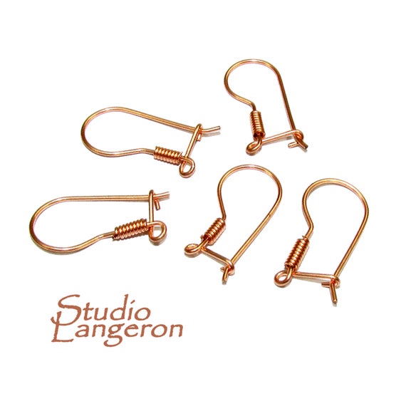 14k Rose Kidney Ear Wire With Loop And Coil, Earrings Gold Filled, Kidney Ear Wire, Rose Gold Filled, Ear Wire, Jewelry Making - 1 Pair