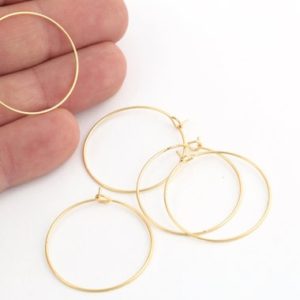 Shop Ear Wires & Posts for Making Earrings! 30mm 24k Gold Plated Earring Hoops, Circle Earrings, Gold Plated Earrings Findings, Ear Wire, Jewelry Making, 6 Pcs | Shop jewelry making and beading supplies, tools & findings for DIY jewelry making and crafts. #jewelrymaking #diyjewelry #jewelrycrafts #jewelrysupplies #beading #affiliate #ad