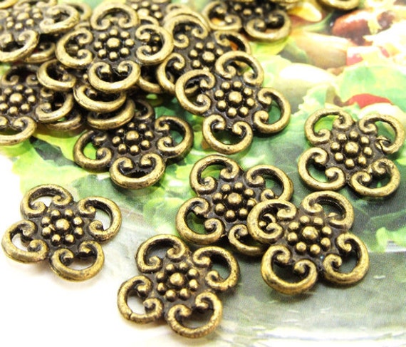 20 Bronze Flower Charms: Jewelry Making Supplies, 12mm