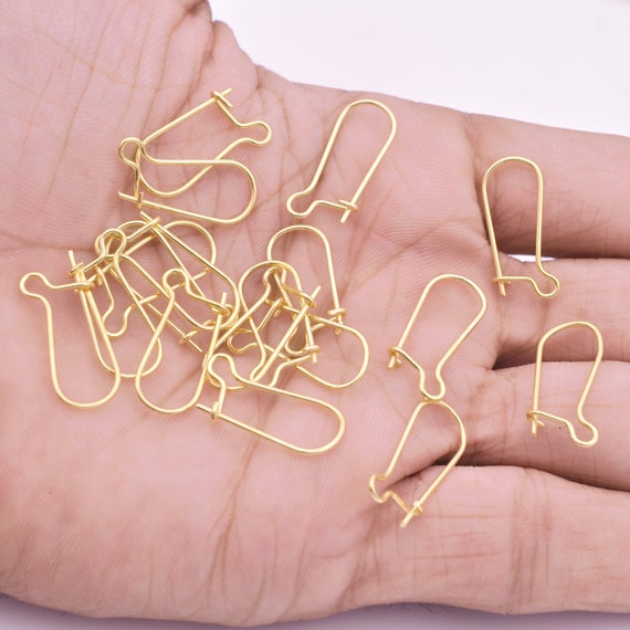 40pcs Gold Plated Kidney Earring Hooks, 22mm 20 Gauge, Jewelry Making