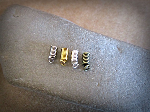 50 Spring Coil Cord Ends: 2mm Diy Jewelry Findings