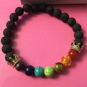 Shop Chakra Bracelets! 7 Chakra Bracelet w/ Crowns, Lava Beads, Chakra Bracelet, Chakra Healing, Lava Rock Bracelet, Boho Bracelet, 8mm Beads, Essential Oil, | Shop jewelry making and beading supplies, tools & findings for DIY jewelry making and crafts. #jewelrymaking #diyjewelry #jewelrycrafts #jewelrysupplies #beading #affiliate #ad
