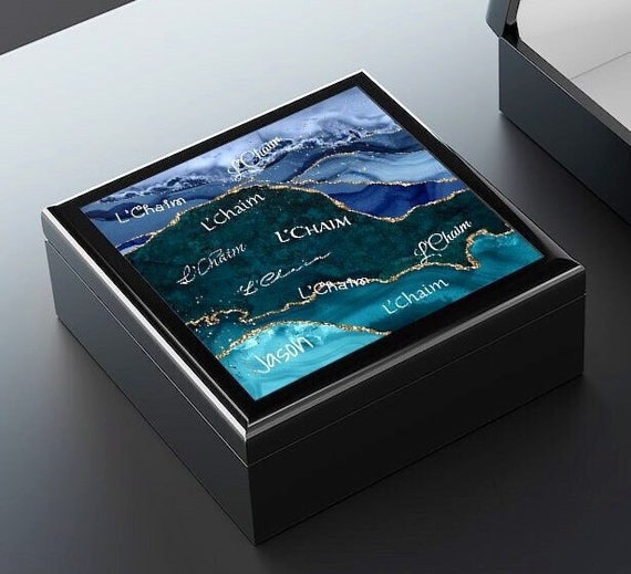 Bar Mitzvah Keepsake Box - Personalized Jewish Keepsake Box, Custom Bar Mitzvah Gift, Jewish Mens Jewelry Box Wood