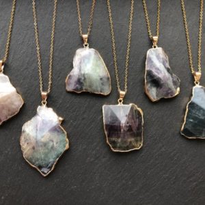 Big Raw fluorite necklace Large fluorite pendant Fluorite chain necklace Fluorite point necklace Layered fluorite necklace | Natural genuine Fluorite necklaces. Buy crystal jewelry, handmade handcrafted artisan jewelry for women.  Unique handmade gift ideas. #jewelry #beadednecklaces #beadedjewelry #gift #shopping #handmadejewelry #fashion #style #product #necklaces #affiliate #ad