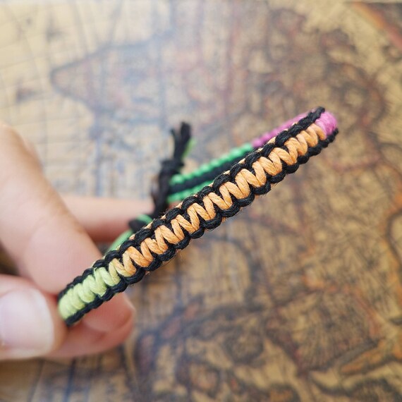 Black & Neon, Reversible, Hemp Bracelet, Hemp Anklet, Hemp Choker, Custom, Natural Jewelry, Eco-friendly, Aromatherapy, Coconut, Gift