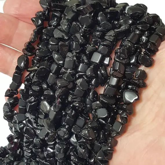 Black Onyx Chip Beads, 6~9mm X 3~10mm, 34" Strand