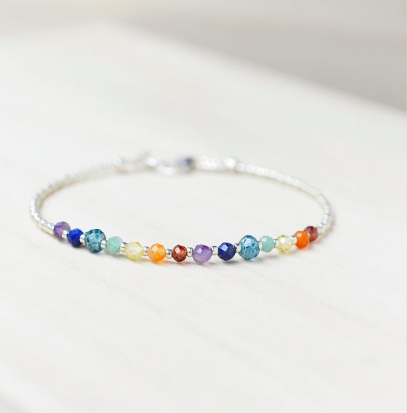 Crystal Chakra Bracelet - Rainbow Pride Jewelry - Lgbtq Bracelet - Emerald, Topaz, Garnet, Amethyst, Cubic Zirconia, Carnelian, Tanzanite Crystal Chakra Bracelet - Rainbow Pride Jewelry - Lgbtq Bracelet - Emerald, Topaz, Garnet, Amethyst, Cubic Zirconia, Carnelian, Tanzanite