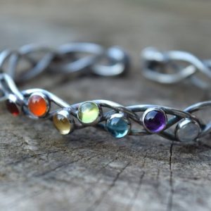 Shop Chakra Bracelets! Chakra Bracelet – Sterling Silver and Rainbow Gemstones | Shop jewelry making and beading supplies, tools & findings for DIY jewelry making and crafts. #jewelrymaking #diyjewelry #jewelrycrafts #jewelrysupplies #beading #affiliate #ad