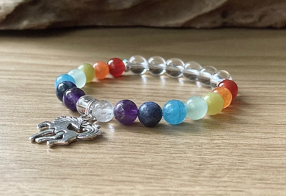 Children's Unicorn Chakra Bracelet, Kids Chakra Bracelet, Child's Rainbow Chakra Bracelet, Unicorn Jewellery, Girls Unicorn Gift