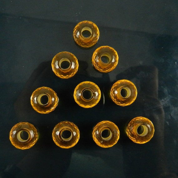 Citrine Hydro & Prehnite Hydrothermal Quartz Rondelle Faceted 14 X 8 X 5 Mm Big Hole Beads Universal Large Hole Beads For Bracelet