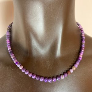 Shop Sugilite Necklaces! Classic Sugilite Necklace with Sterling Silver/20 inches | Natural genuine Sugilite necklaces. Buy crystal jewelry, handmade handcrafted artisan jewelry for women.  Unique handmade gift ideas. #jewelry #beadednecklaces #beadedjewelry #gift #shopping #handmadejewelry #fashion #style #product #necklaces #affiliate #ad